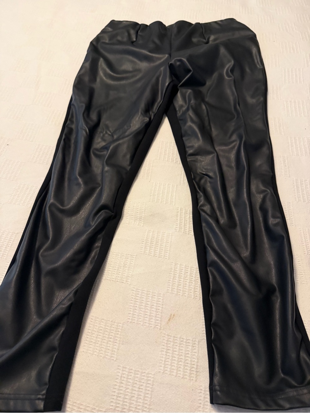 Calvin Klein Black Faux Leather-Look Straight Leg Pants